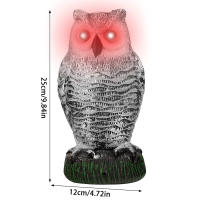 Dispositivo De Control De Aves Con Owl Falso Y Ojos Que Parpadean Sonido Asustadizo Estatua De Owl Realista Para El Jardín - details 5