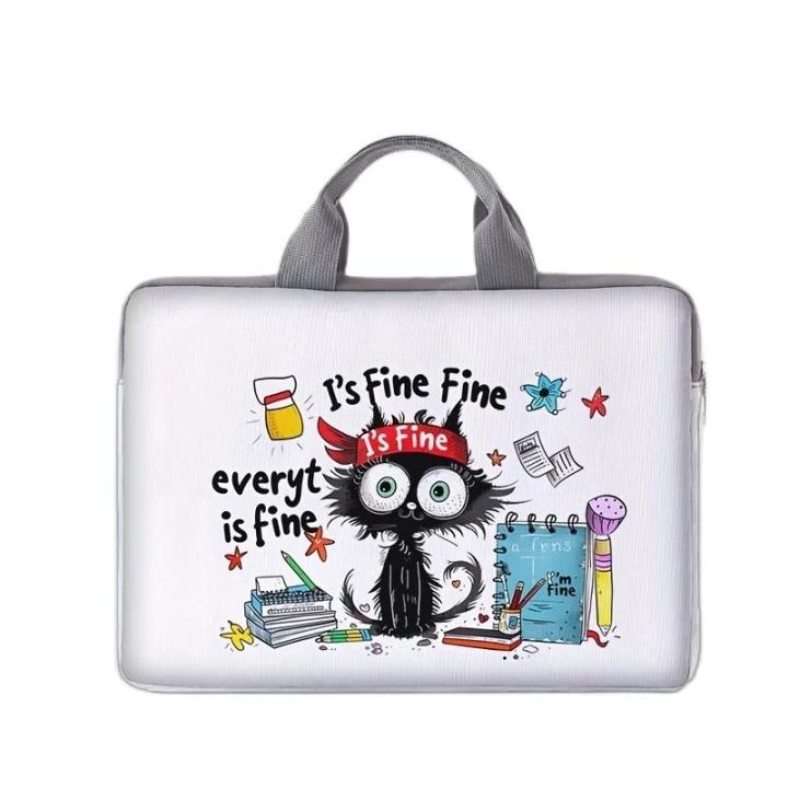 Bolso De Portátil De Gato Negro En Conjunto Con Dos Estilos Funda Para Portátil De 14 Pulgadas Material De Poliéster