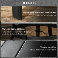 Outsunny Mesa Jardín Exterior Redonda de Acero Ø115x72 cm Mesa Terraza Exterior con Tablero de listones Agujero para Sombrilla Estable Resistente a la Intemperie Fácil de Montar Negro - details 5