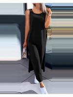 Vestido Largo De Mujer Estilo Casual Fashionable Con Encaje Espalda Descubierta Sin Mangas Cuello Redondo Ajustado Para Todas Las Estaciones - details 1