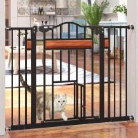 PawHut Barrera de Seguridad Extensible para Puertas y Escaleras Barrera para Perros Medianos con Altura Ajustable Cierre Automático y Sistema de Doble Bloqueo 93x76,2 cm Negro - details 1