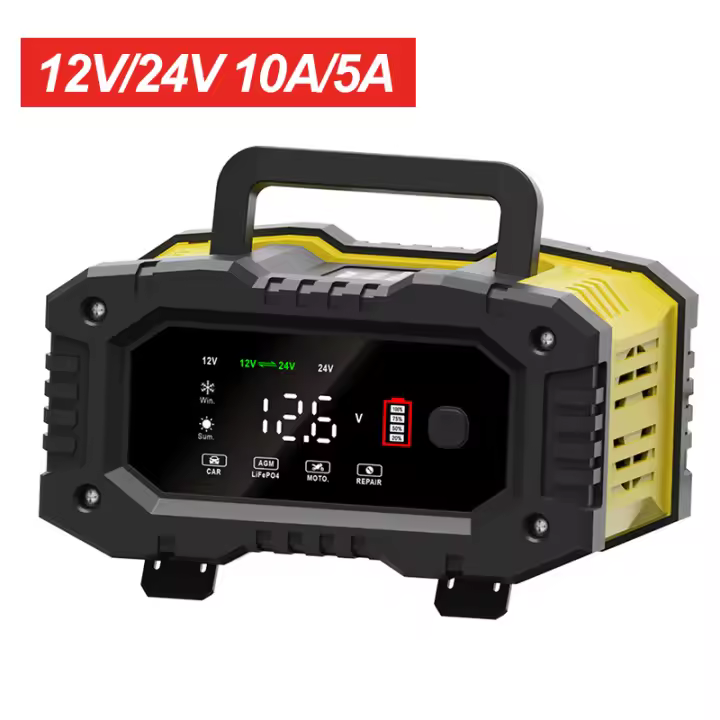 Cargador De Batería Automático Inteligente 12V/24V Para Coche Con Reparación De Pulso Para AGM Gel Ácido Plomo Carga 7 Segmentos - 1