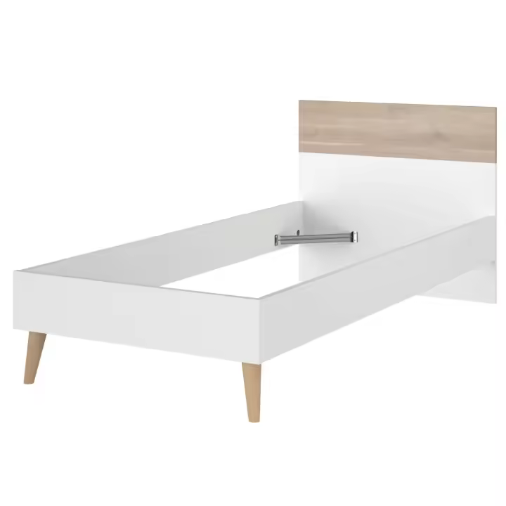 Cama Juvenil con Cabecero Essence en Color Roble Japonés y Blanco Mate 90x200 cm - 1