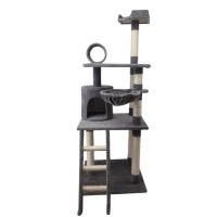 Rascador grande de varios pisos y multifuncional en color gris  Resistente y robusto Varias plataformas de observación Diseño de varios pisos Con todas las funciones Gris  Multifuncional Rascador para gatos  Resistente a la suciedad Estético - details 0