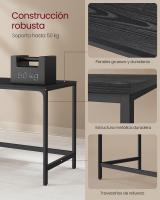 Escritorio Moderno con 2 Estantes Ajustables Izquierda o Derecha, Mesa de Trabajo para Salón y Oficina, Estructura de Acero, Blanco o Negro, 140x60x90 cm - details 10