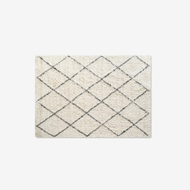 Alfombra Lavable de Algodón con Rombos Negros  - LINEA PARALELA - 1