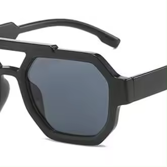 Gafas de sol cuadradas poligonales de doble puente retro para mujer, tonos azules y morados UV400 - 1