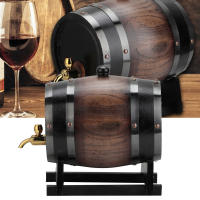 Barrel De Vino Vintage De 3L Con Façade En Madera De Roble Negro Accesorios Para Vino Gran Capacidad Para Brandy Y Whisky - details 1
