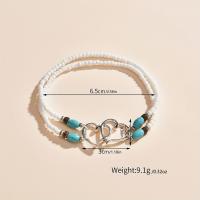 Anklet Set Bohemio Elegante Con Corazón Doble Hueco Y Cuentas Mini Hecho De Resina Y Acero Inoxidable Para Fiesta Y Boda - details 3