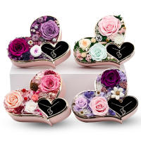 Nuevo estil para el día de la Madre, Día de San Valentín, joyero en forma de corazón, Caja de regalo con Rosa eterna Flor - details 3