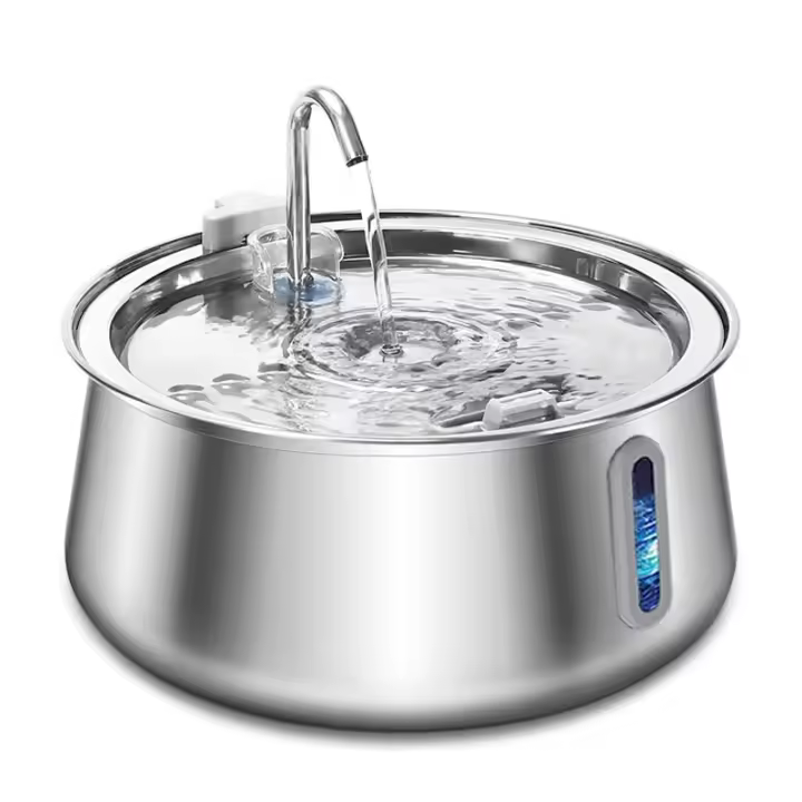 Fuente De Agua Automática Para Mascotas 4L En Acero Inoxidable Silenciosa Con Filtro Dispensador De Agua Para Gatos Y Perros - 1