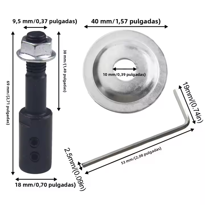 Adaptador De Eje Para Molienda Y Pulido 5-16mm Compatible Con Motor De Trabucazo Adaptador De Conexión Para Rueda De Molienda Metal Negro - 1