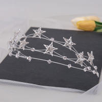 Diadema De Estrella Barroca Brillante Para Mujeres Con Doble Capa Y Hexagrama Accesorio De Boda Hecho a Mano Anillo De Pelo Delgado - details 10