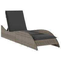 vidaXL Tumbona con cojín ratán sintético 60x205x73 cm Negro, Marrón, Gris Sillas de Exterior Ideal para jardín, playa, piscina, terraza Tumbona Piscina Tumbonas Playa Tumbonas Jardín Exterior - details 0