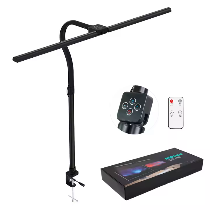 Lámpara De Escritorio LED Doble Cabeza Con Control Remoto 5 Modos De Color Y 5 Niveles De Ajuste Para Iluminación De Oficina Y Hogar Material De Aluminio Y ABS Contemporáneo - 1