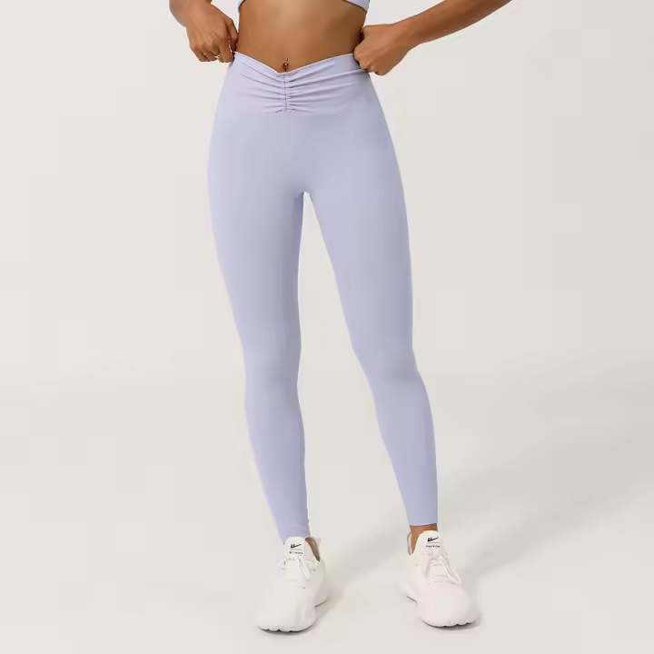 Leggings Deportivos De Ajuste En La Cintura Con Arrugas Para Mujer Levantamiento De Glúteos Sin Línea T Pantalones Cortos De Yoga Fitness Gimnasio Color Sólido - 1