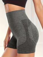 Shorts De Yoga De Cintura Alta Sin Costuras Estirables Para Correr Deporte Mujer Activewear Corto Color Sólido Sin Bolsillos - details 14