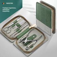 Set De Manicura Profesional 9 En 1 De Alta Calidad Con Estuche De Cuero Herramienta De Cuidado Personal Clippers De Acero Inoxidable - details 0