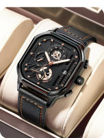 Reloj De Cuarzo Para Hombre POEDAGAR Lujo Casual Impermeable Con Luminiscencia Cuero Militar Deportivo Cronógrafo Fecha - details 14