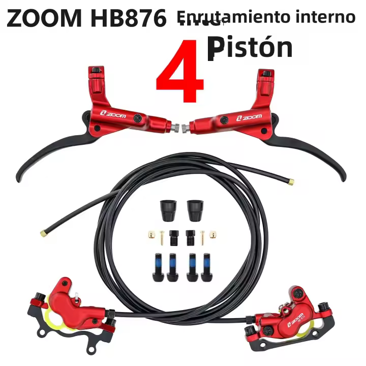 ZOOM HB876 Freno De Disco Hidráulico Para MTB 4 Pistones Cableado Interno 950/1850mm Para Bicicletas De Montaña XC AM DH - 1