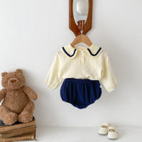 Conjunto De Ropa Para Bebés Niñas Y Niños Navidad Azul Marino Manga Larga Cuello Redondo Tees Pantalones Básicos Algodón Puro 2 Piezas Otoño - details 3