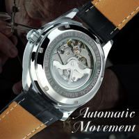 Reloj De Pulsera Métrico Para Hombres Winner Clásico Retro Con Calendario Manos Azules Y Correa De Cuero Acero Inoxidable Automático - details 6