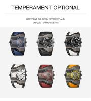 Reloj De Cuarzo Para Hombre Oulm Marca De Lujo Muestra De Tiempo Doble Correa De Serpiente Deportivo Casual Resistente Al Choque Con Marcadores Arábigos Y Cierre De Hebilla - details 5