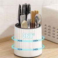 Soporte de cuchillos giratorio de 360 grados para encimera de cocina, soporte multifuncional de plástico para utensilios - details 4