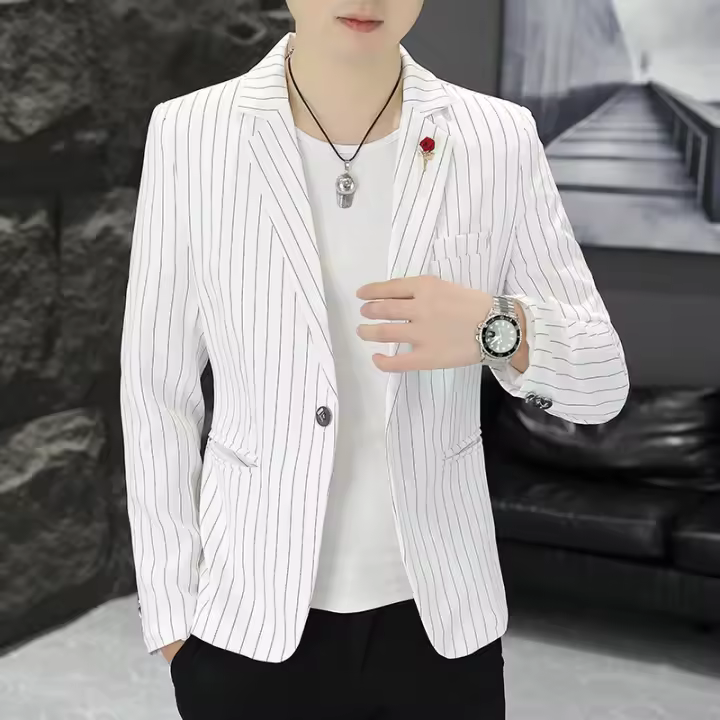 Chaleco De Negocios Para Hombre Estilo Británico Con Rayas Moda Casual De Lujo Para Bodas Y Banquetes Cierre Único Material Poliéster Y Viscosa - 1