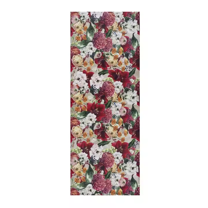 Alfombra vinílica de cocina diseño con flores en rojo - RICCI GIGLI | 52x100, 52x200 cm - 1