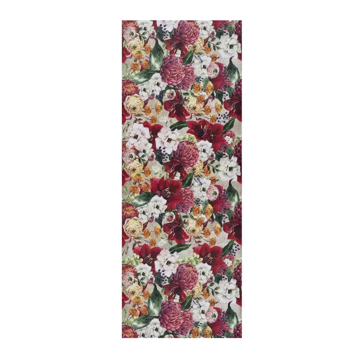 Alfombra vinílica de cocina diseño con flores en rojo - RICCI GIGLI | 52x100, 52x200 cm - 1