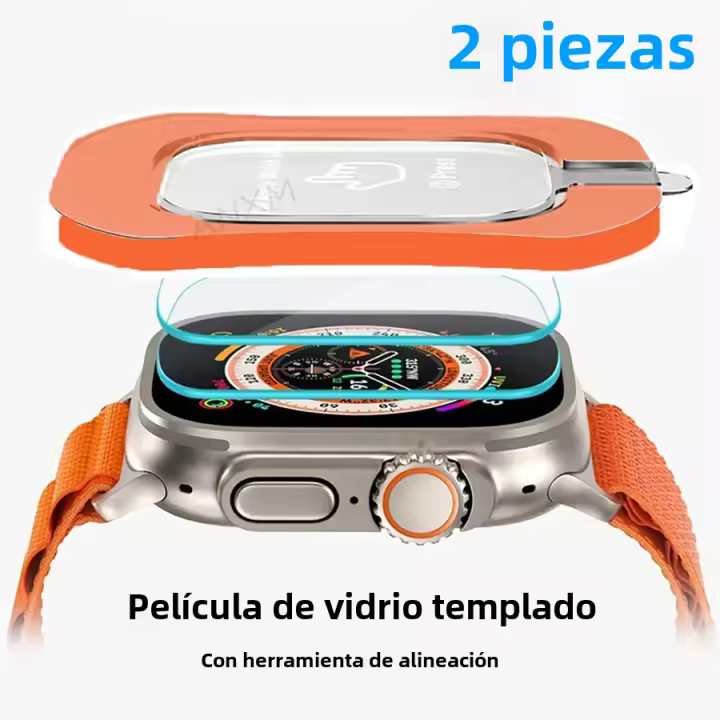 Kit De Protección De Pantalla Para Apple Watch Ultra 2 49mm Con Película De Vidrio Templado Y Herramienta De Alineación 2 Piezas Instalación Fácil - 1