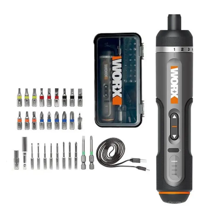 WORX WX242 Mini Destornillador Eléctrico Recargable Con Set De 30 Piezas Herramientas De Perforación Inteligentes Y LED Para Bricolaje - 1