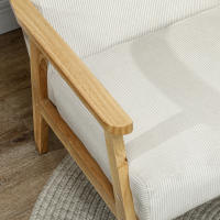 Sillón con brazos, patitos de madera, Sillón tapizado, look Pana, sillón reclinable salón, dormitorio, crema blanco - details 4