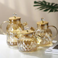 Hervidor De Té De Vidrio Con Tapa De Bambú Y Filtro Desmontable Cuerno De Champaña Para Té En Hoja Suelta Y Té De Flores 0.8/1.5/1.8L - details 1