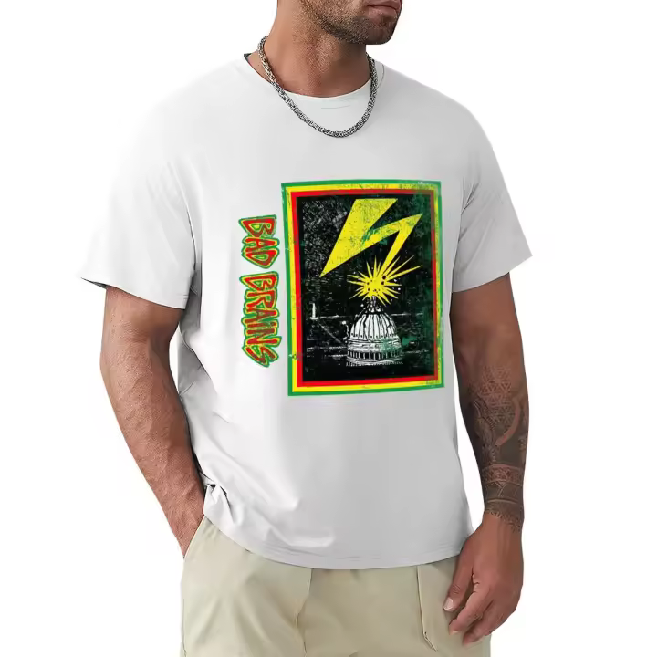 Camiseta De Algodón Vintage Bad Brains Para Hombre Manga Corta Estilo Casual Cómoda Y Ligera Con Protección Solar Y Secado Rápido - 1
