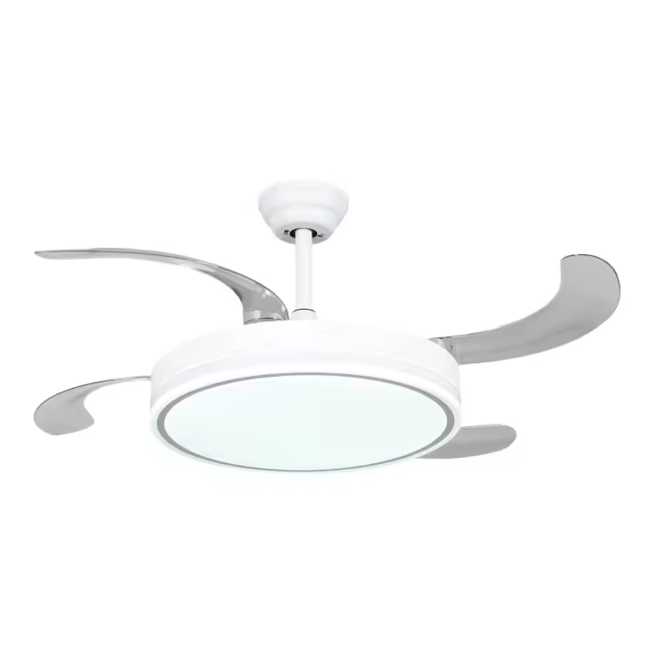 Ventilador de techo  con luz LED Blanco en 3 Temperaturas de Luz con Mando a Distancia -Motor DC Eficiente y Silencioso, 3 tonalidades, aspas desplegables retráctiles, 6 velocidades, control remoto, memoria, temporizador. - 1