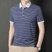 Camisa Polo De Punto Para Hombre 2024 Con Estampado De Rayas Algodón Transpirable Y Cómoda Para Negocios Casual Estilo Moderno - details 17