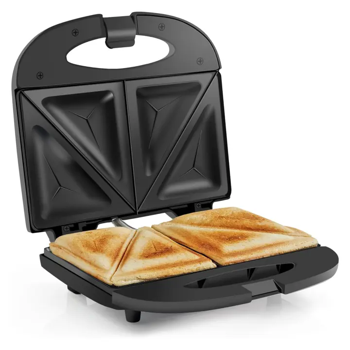 Sandwicheras Electrica 650W, Parrilla Antiadherente para Hornear Sandwich, Plancha para Calentar Pan de Molde, Pequeño Aparato Electrico para Cocina, Electrodomestico para Hogar y Hosteleria, Cable de 70cm - 1