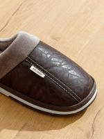 Zapatillas De Invierno Para Hombres Talla Grande Cuero PU Suela TPR Comodidad Interior Casa Dormitorio Antideslizantes Casuales - details 3