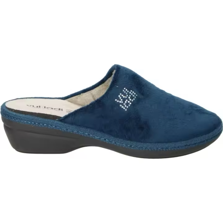 ZAPATILLA DE CASA VULLADI 5953-140 PARA MUJER - PANTUFLAS EN COLOR AZUL MARINO - ZAPATILLA DE CASA DESTALONADA Y CON CUÑA - CÓMODO Y DE ALTA CALIDAD - 1