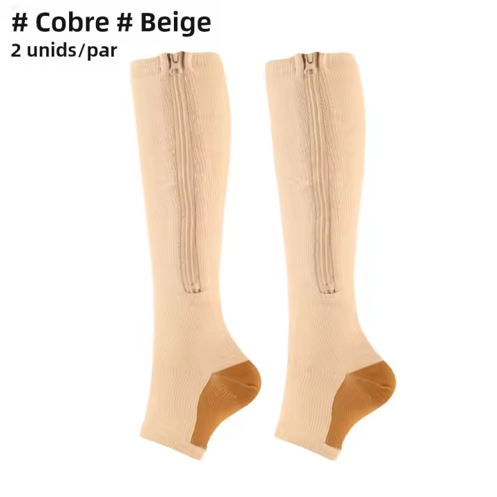 Calcetines De Compresión Con Cierre De Cremallera 15-20 mmHg Para Mujer Y Hombre Soporte De Pierna Hasta La Rodilla Para Alivio Del Enrojecimiento Y Dolor Calcetines Altos Para Inflamación - 1