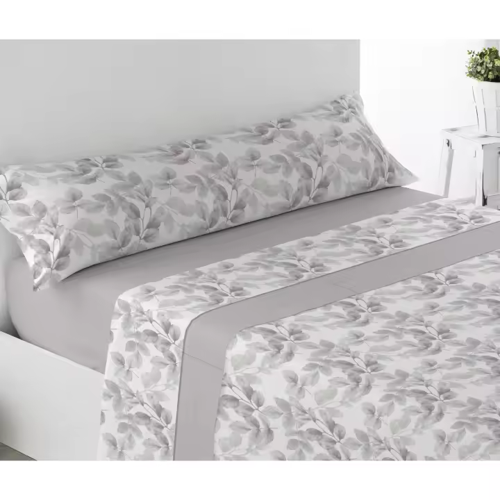 Juego de sábanas ligero, suave, fresco. Azul, Beige. Juego de Cama 100% Microfibra tacto Satén. Cama de 150, 135, 90 y 105. Primavera, Verano. Dormitorio Elegante, Alegre, Colorido,Luz - 1
