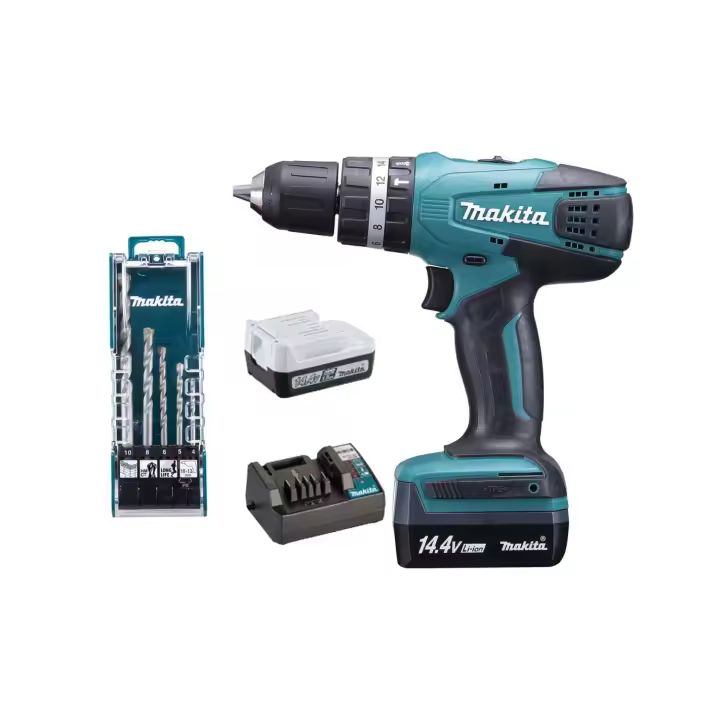 TALADRO COMBINADO 14.4 1.5AH LITIO 30NM + JUEGO DE BROCAS 5 PCS MAKITA - 1
