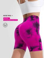 Shorts De Yoga De Cintura Alta Sin Costuras Tie Dye Secado Rápido Mujer Shorts Deportivos Levantador De Caderas Honey Peach - details 4