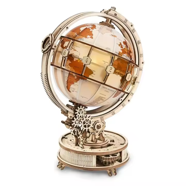 PUZZLE 3D MADERA GLOBO TERRAQUEO LUMINOSO APIGESTIONA - 1