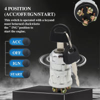 Interruptor De Ignición Universal Para Coche Barco 12V 4 Posiciones ON/OFF/Start Con 2 Llaves Para Motor De Gasolina Maquinaria Agrícola - details 2