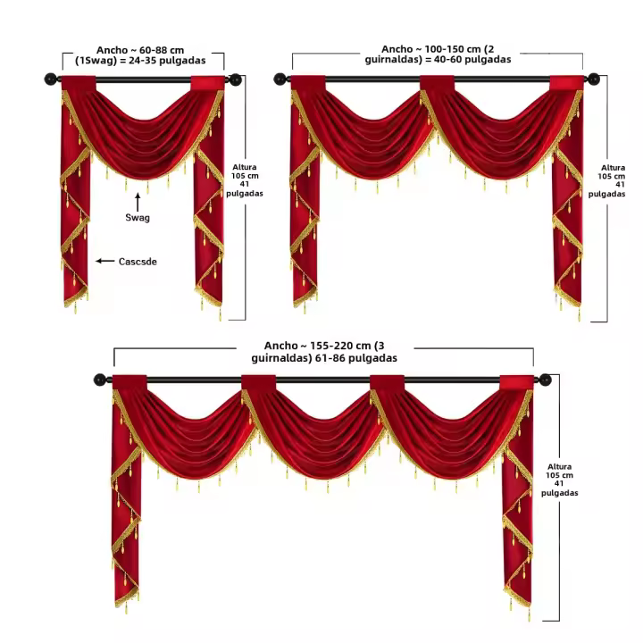 Valance Festivo De Navidad Rojo De Terciopelo Suave Con Caída Rod Pocket Para Decoración Del Hogar Y Cocina Uso Moderno Y Lujo - 1