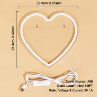 Luces Neón LED Chi-buy Corazón Potenciado Por USB Luz Nocturna 3D Para Decoración De Pared Habitación Juego Dormitorio Sala - details 4