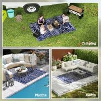 Outsunny Alfombra de Exterior 182x274 cm Alfombra Reversible con Patrón de Geométrico y Bolsa de Transporte para Terraza Balcón Patio Camping Playa Azul - details 4